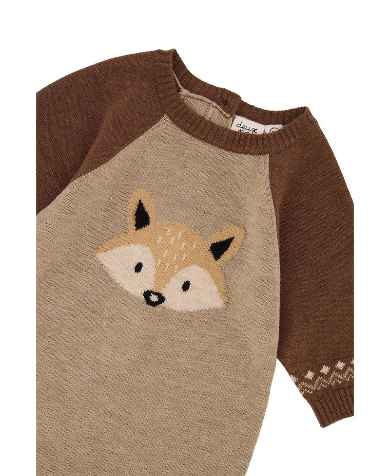 Deux par Baby Boy (3M–24M) Knitted Intarsia Cinnamon Romper