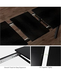 Homfan Extendable Dining Table Set with Hidden Tuck Seating, Safety Lock and Reinforced Metal Frame Space Saving Kitchen Room