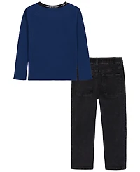 Calvin Klein Boys' 2T-7 Long-Sleeve T-Shirt and Pants, 2-Piece Set
