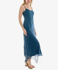 Row A Juniors' Sleeveless V-Neck Lace Midi Dress