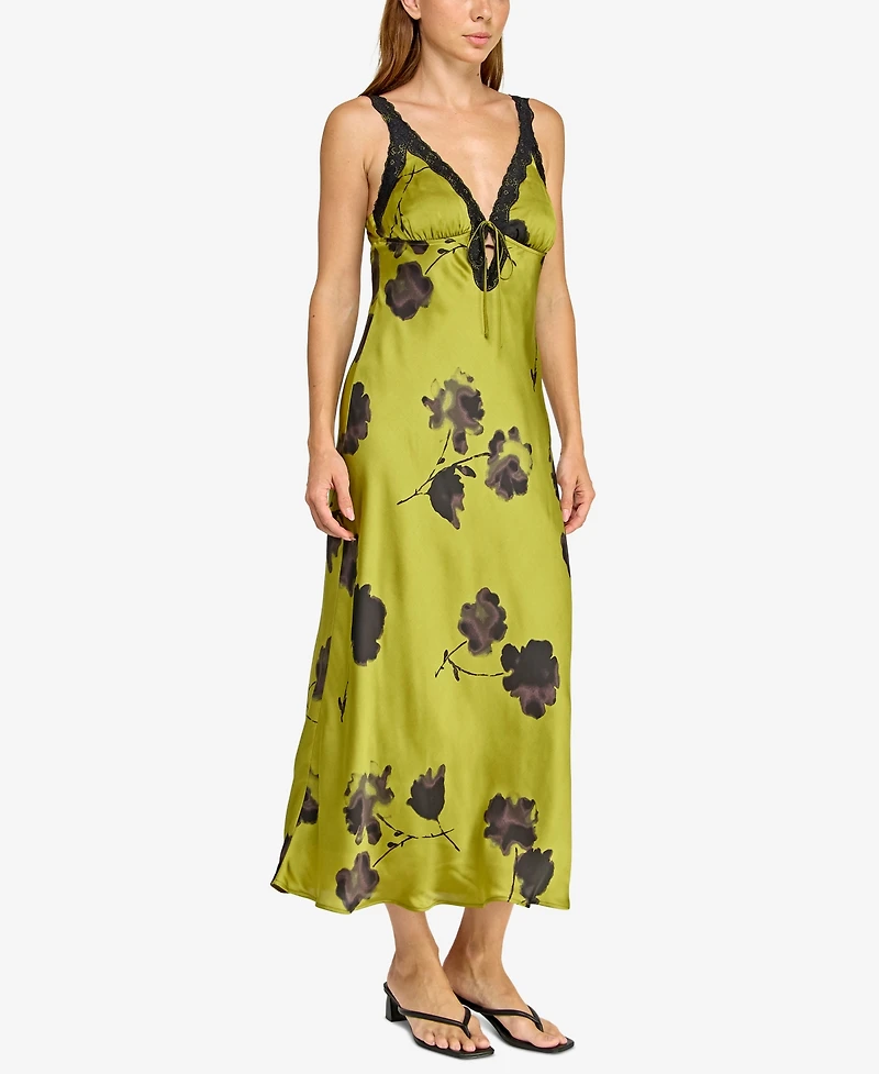 Row A Juniors' Sleeveless Lace V-Neck Dress