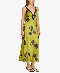 Row A Juniors' Sleeveless Lace V-Neck Dress