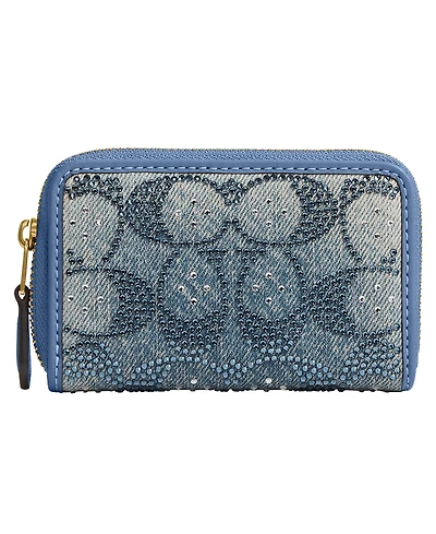 Coach Essential Crystal Signature Zip Around Card Case
