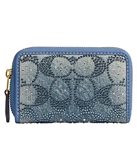 Coach Essential Crystal Signature Zip Around Card Case