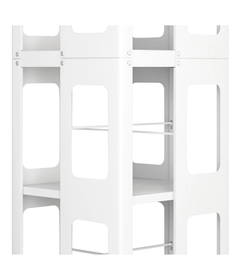 Flynama 4-Tier Steel Rotating Bookshelf with Wheels