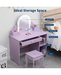 gaomon 2-in-1 Lighted Kids' Vanity Set with Stool