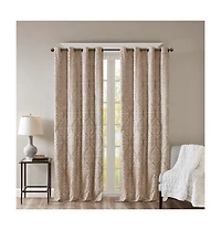 Avobird Knitted Jacquard Damask Total Blackout Grommet Top Curtain Panel Pair
