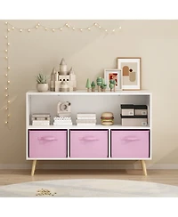 Flynama Kids Bookcase with Fabric Drawers and Toy Storage Organizer