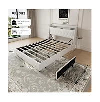 Lucky One Full Size Platform Bed Frame with Ergonomic Headboard, Outlets, Usb Charger, Storage Shelf, Noise-Free, No Box Spring Needed