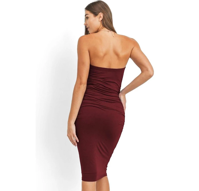Hello Miz Maternity Ruched Strapless Bodycon Dress