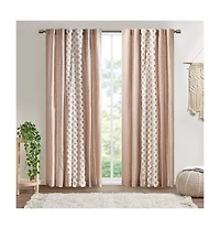 Avobird Cotton Printed Curtain Panel with Chenille Stripe and Lining Blush 50x84
