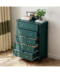 homfan Modern 5 Drawer Dresser for Bedroom, Tall Wooden Chest Organizer with Deep Storage Drawers and Metal Knobs, Perfect for Entryway