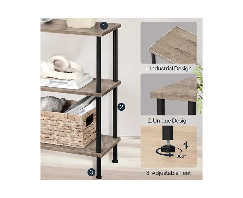 Slickblue Space-Saving Side Table with 3-Tier Open Storage Shelves