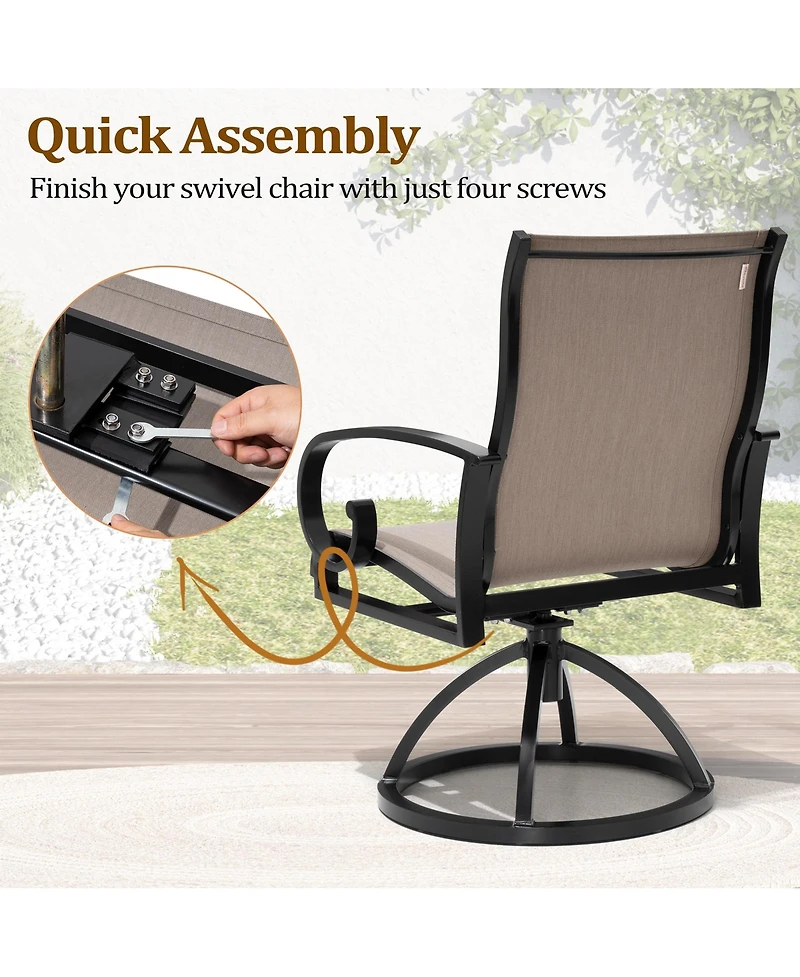 Pellebant Outdoor Aluminum Patio Swivel Dining Chairs with Sunbrella Fabric