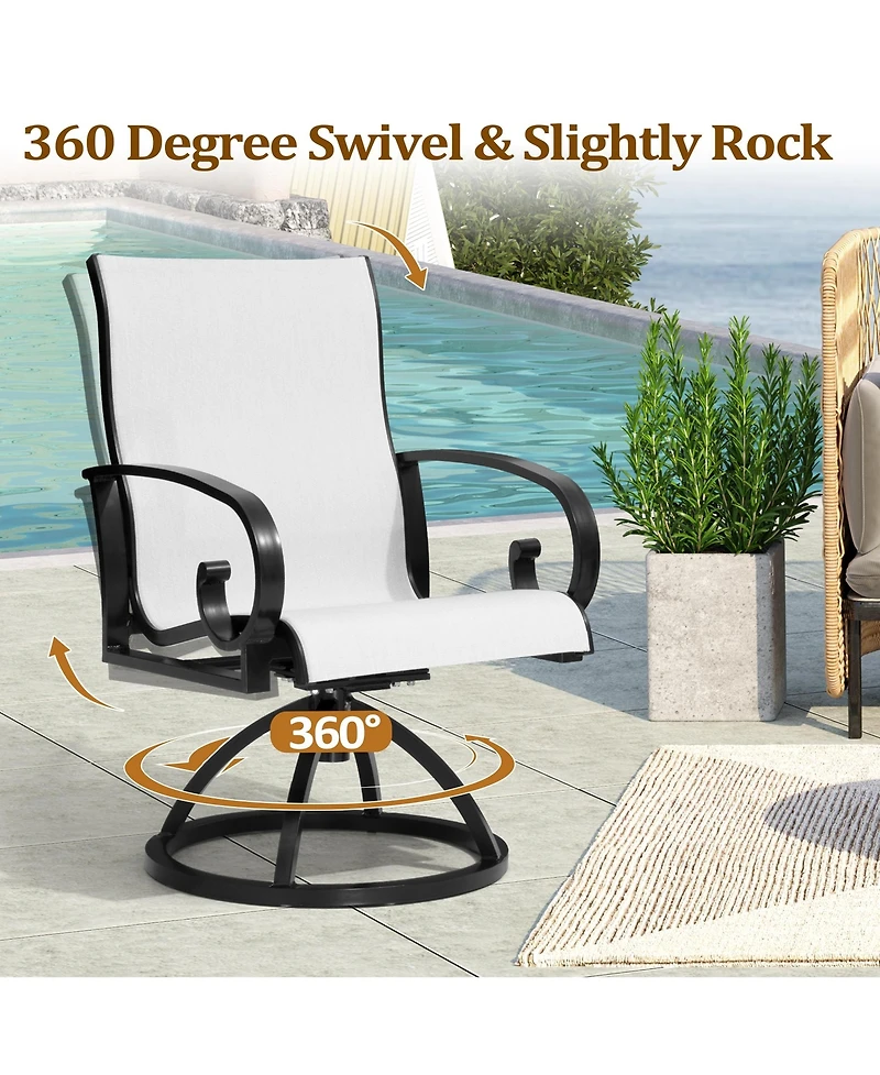 Pellebant Outdoor Aluminum Patio Swivel Dining Chairs with Sunbrella Fabric