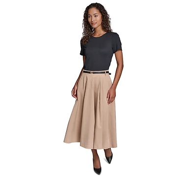 Karl Lagerfeld Paris Women's Belted Jersey Midi Dress
