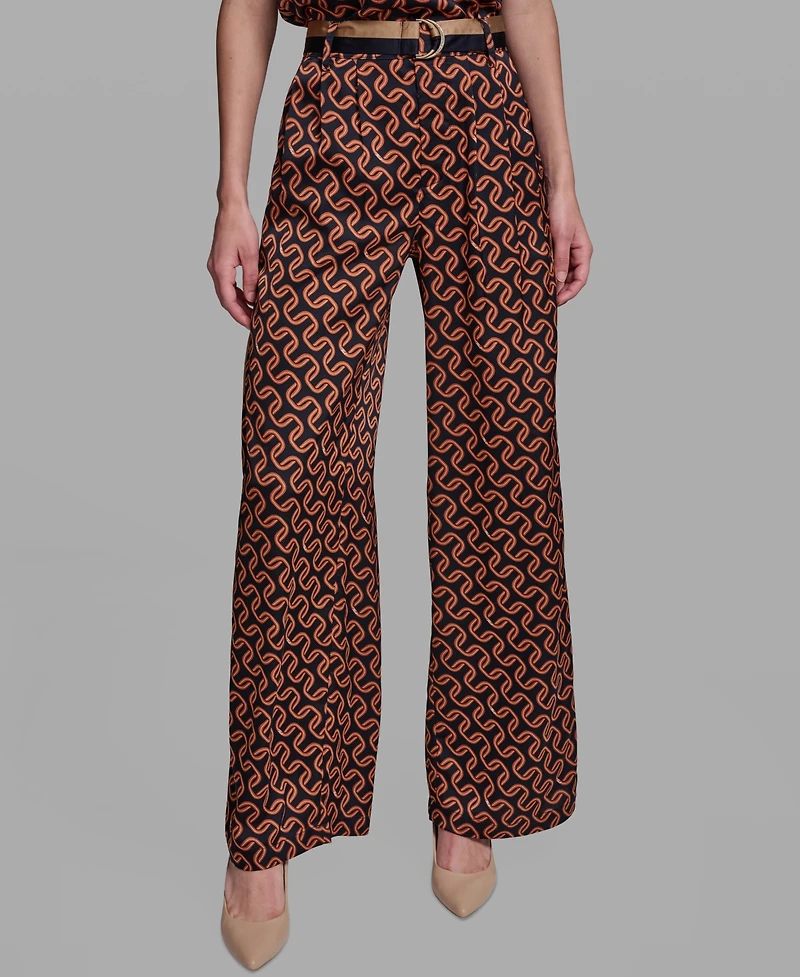 Karl Lagerfeld Paris Women's Polka-Dot Satin Straight-Leg Pants
