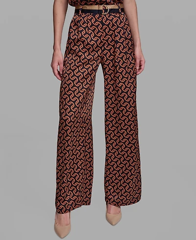Karl Lagerfeld Paris Women's Polka-Dot Satin Straight-Leg Pants