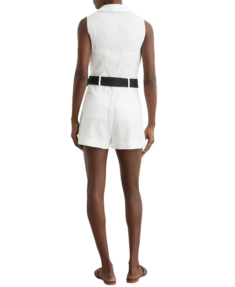 Reiss Women's Linen Sleeveless Belted Playsuit