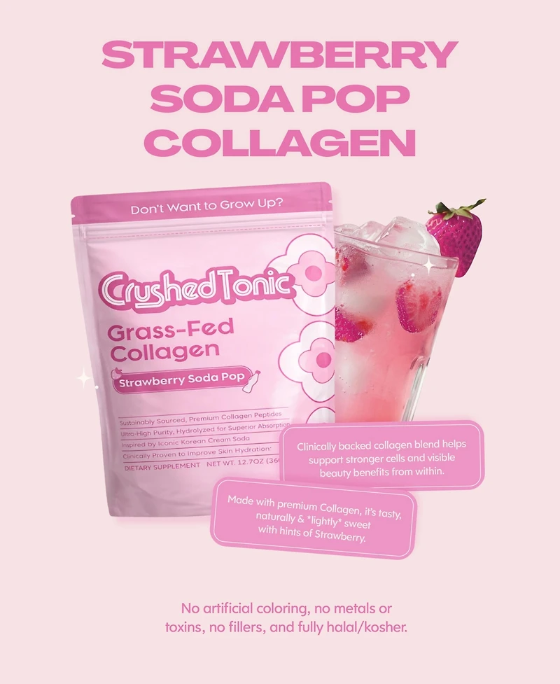 Crushed Tonic Strawberry Soda Pop Collagen Powder