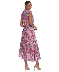 Maggy London Women's Print Asymmetrical Midi Dress