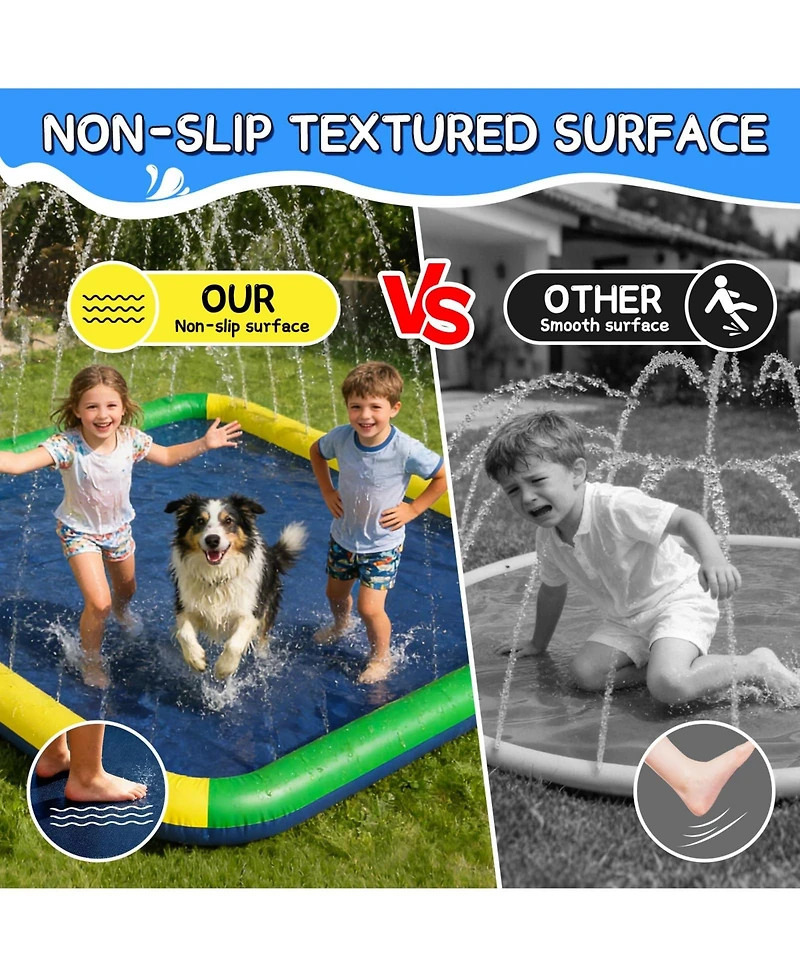 Aofar Splash Pad Sprinkler Mat Outdoor Summer Fun