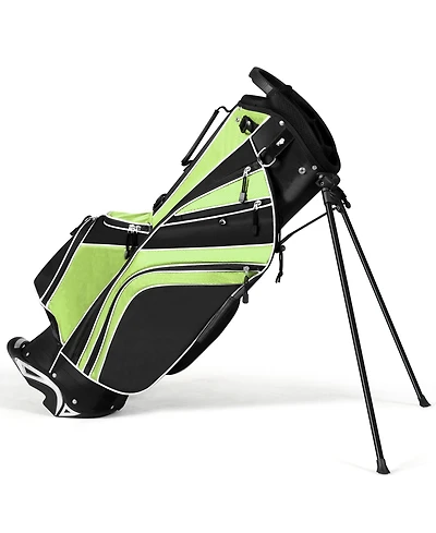 Gymax Golf Stand Bag 6 Way Divider Golf Carry Bag w/ Straps & 7 Storage Pockets