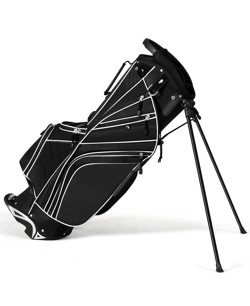 Gymax Golf Stand Bag 6 Way Divider Carry w/ Straps & 7 Storage Pockets