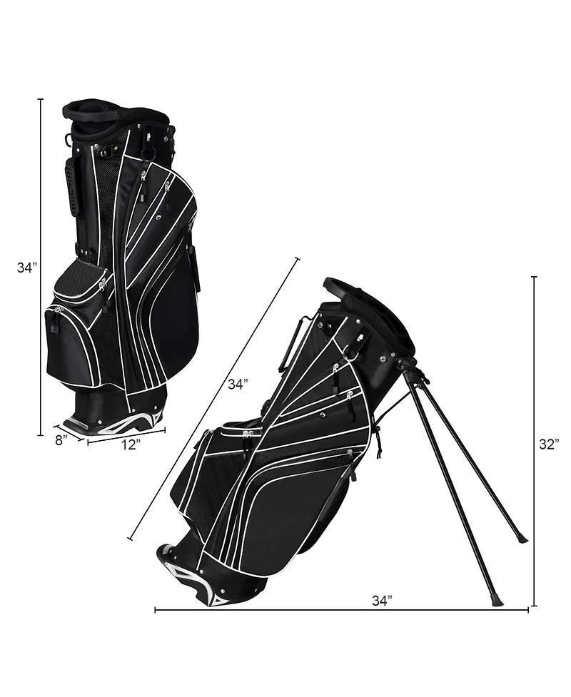 Gymax Golf Stand Bag 6 Way Divider Carry w/ Straps & 7 Storage Pockets