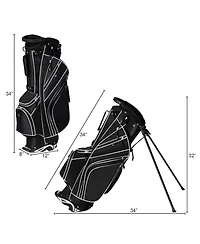 Gymax Golf Stand Bag 6 Way Divider Carry w/ Straps & 7 Storage Pockets