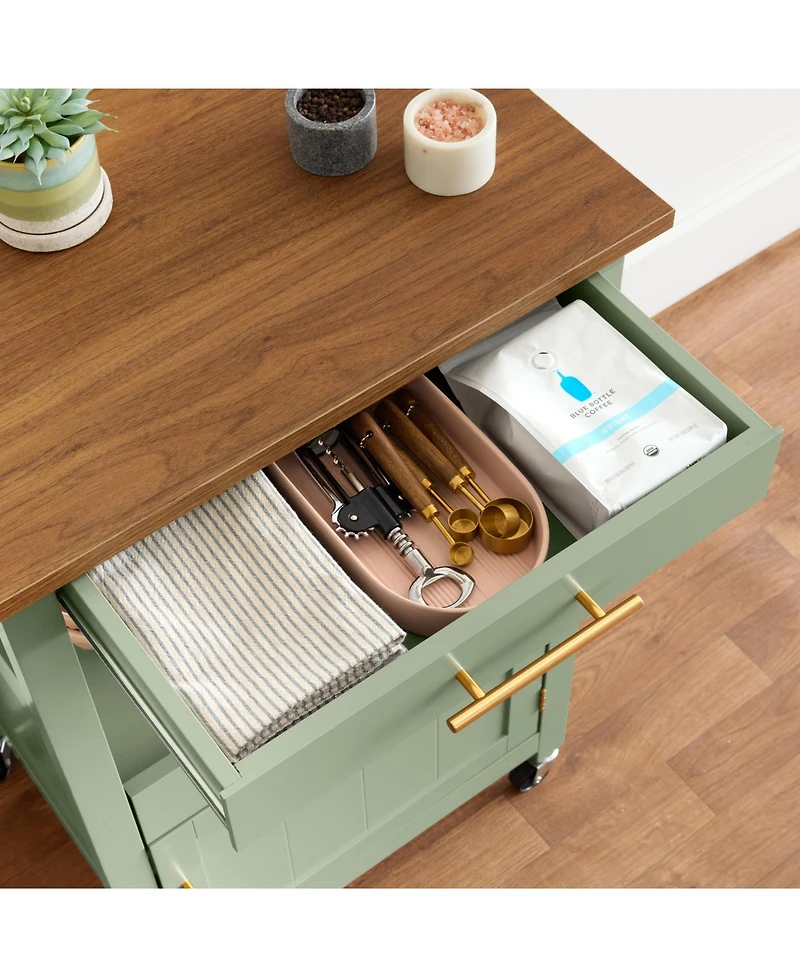 Best Choice Products Rolling Kitchen Island Cart, Cabinet With Drawer, Sliding Tray, Outlet, Wheels, Hooks