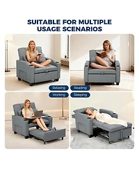 gaomon Convertible Sleeper Sofa Chair, Pull Out Bed, Single Sofa Recliner with Vibration Massage Lumbar Pillow