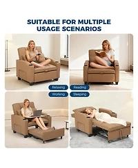 gaomon Convertible Sleeper Sofa Chair, Pull Out Bed, Single Recliner with Vibration Massage Lumbar Pillow
