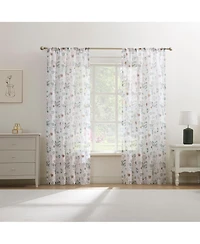 No. 918 Anya Floral Puff Print Sheer Rod Pocket Curtain Panel