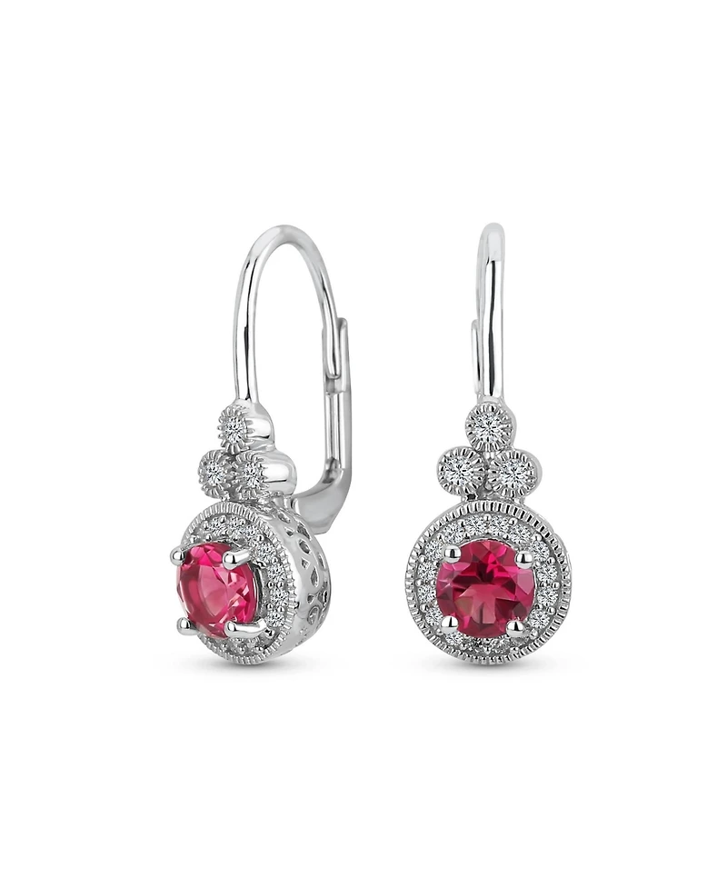 Bling Jewelry Art Deco Style Halo Circle Circlet Solitaire Synthetic Stone Drop Earrings .925 Sterling Silver