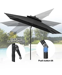 Pellebant 9 x 5 Feet Outdoor Double Top Market Umbrella