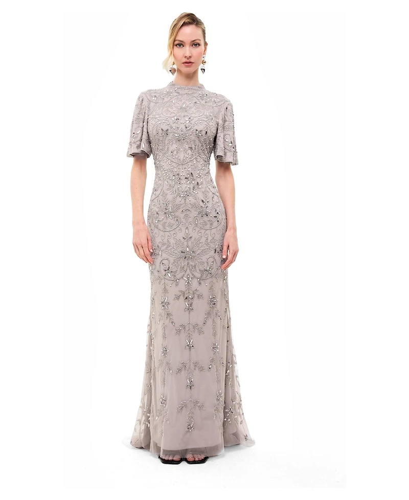 Beauut Women's Embellished Sequins High Neck Dress