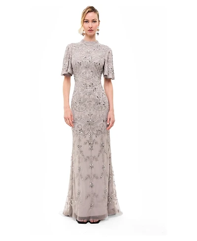 Beauut Women's Embellished Sequins High Neck Dress