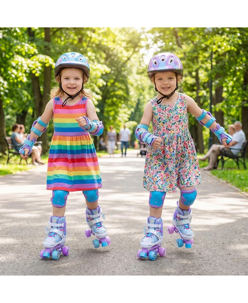 Costway Kids Roller Skates 4 Sizes Adjustable Quad with Light-up Wheels