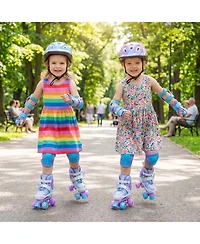 Costway Kids Roller Skates 4 Sizes Adjustable Quad with Light-up Wheels