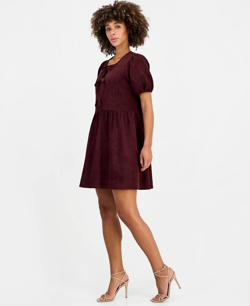 Robbie Bee Women's Bow-Front Puff-Sleeve Dress