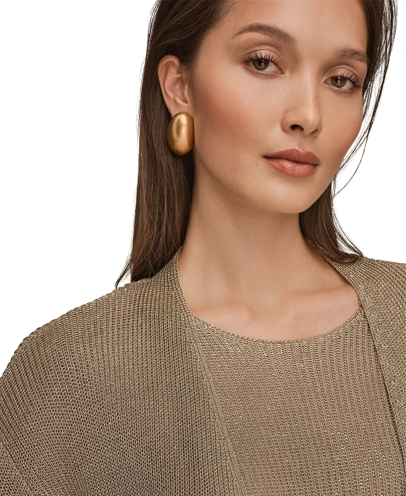 Donna Karan New York Women's Metallic V-Neck Long-Sleeve Cardigan
