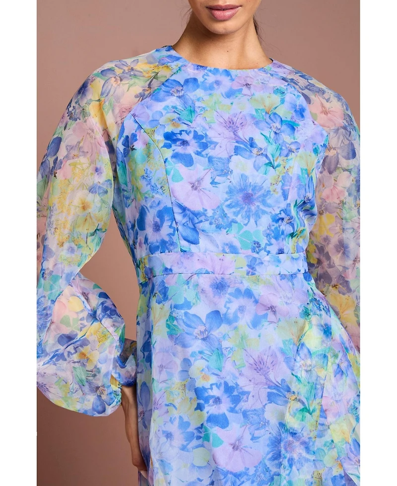 Coast Women's Organza Floral Puff Sleeve Midi Dress