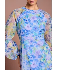 Coast Women's Organza Floral Puff Sleeve Midi Dress