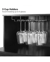 Slickblue Modern Bar Cabinet with Wine Glass Holder, Led Light and Power Outlet