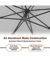 Mondawe 10x13Feet Cantilever Patio Umbrella with Diy Drape Hook and Base