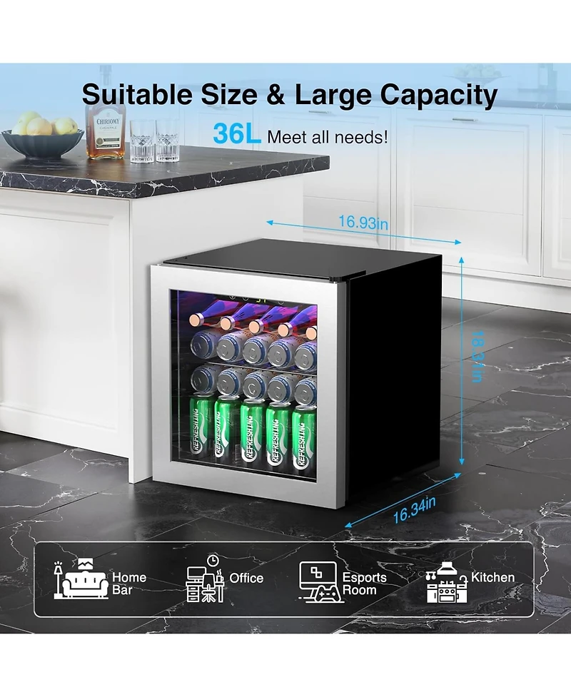 Cowsar 1.3 Cu. Ft. Beverage Refrigerator with Led Light