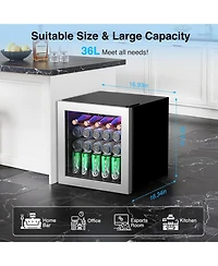 Cowsar 1.3 Cu. Ft. Beverage Refrigerator with Led Light