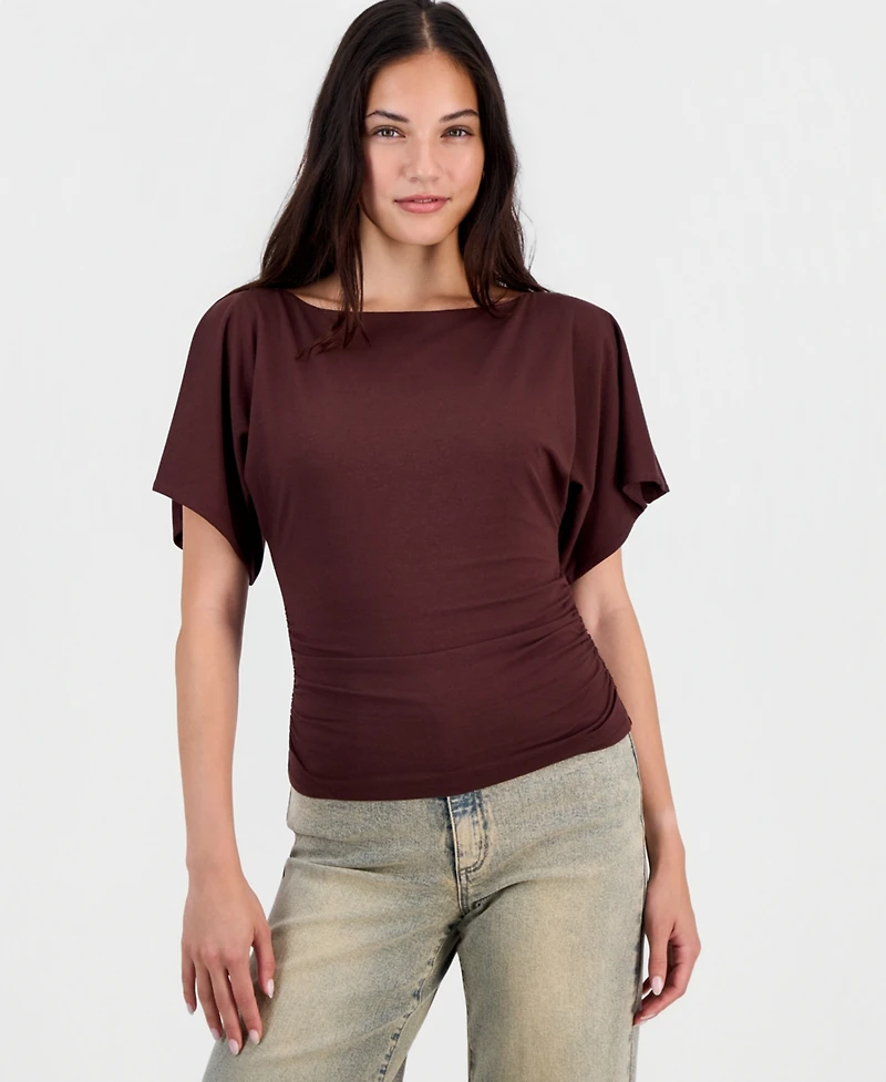 Bar Iii Women's Boat-Neck Flutter-Sleeve Top, Macy's Exclusive