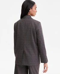 Bar Iii Women's Plaid Peak-Lapel Double-Breasted Blazer, Macy's Exclusive